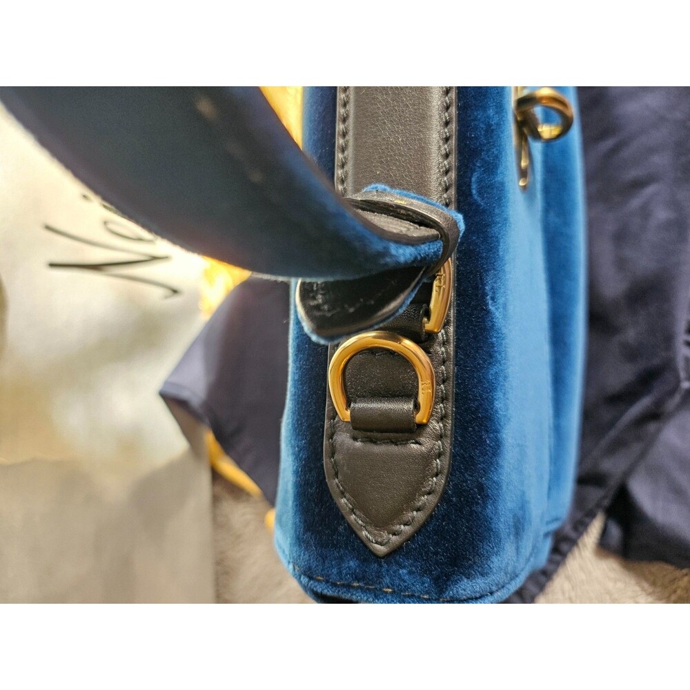 Ralph Lauren Tiffin 33 Velvet Top-Handle Bag, Prussian Blue, NWT - Picture 7 of 16